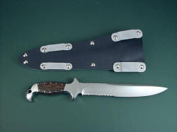 "Macha EL" reverse side view. Die formed aluminum belt loops can be placed in ten different positions along either side of sheath for a variety of wear options.