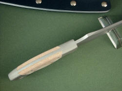 "Malaka" seal team knife spine view. Note fully tapered tang