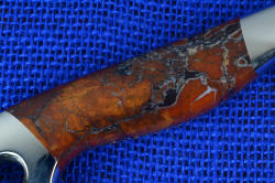 "Mariner" Custom Knife, reverse side gemstone handle detail. Stone canyon jasper is a rare, hard, and tough jasper no longer mined and now hard to acquire