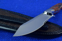 "Mariner" Custom Knife, point detail. Clipped point with good belly makes a serious working tool