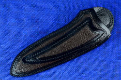 "Mariner" Custom Knife, sheath view. Sheath is stitched with heavy nylon, sealed for permanence