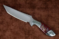 "Nishi" obverse side knife view. Knife has deep hollow grind, deep choil and thumb rise for force and control