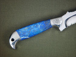 "PJLT" custom handmade knife, reverse side handle view. Lapis has been a valued gemstone for 60 centuries!