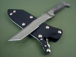 "PJLT" blade point view. Tanto blade style is strong and useful, razor sharp