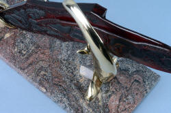 "Pallene" custom handmade knife sculpture, base detail. Paradiso Classico Granite is a favorite of strength, color, texure and durability
