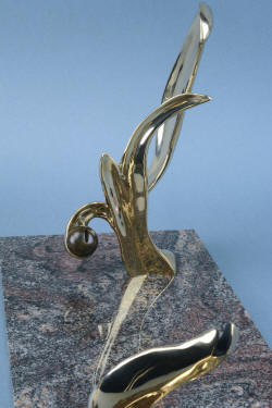 "Pallene" custom handmade knife sculpture, hand-cast silicon bronze component detail