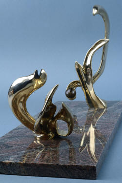 "Pallene" custom handmade knife sculpture, base cast bronze details are individual sculptures