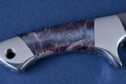 "Patriot" reverse side gemstone handle detail. Lace amethyst has crystal forms of white agate, and muted colors caused by manganese, iron, and titanium