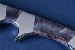 "Patriot" obverse side handle detail. Bookmatched gemstone handle scales are well-fitted, smoothly polished and beautiful on the knife handle, outlasting the knife.
