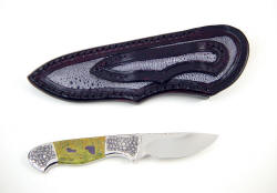 "Pyxis" reverse side view. Note full panel inlays on back of sheath in frogskin and leather shoulder