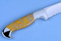 "Sasserides and Courgette" fine handmade  bread knife set, Courgette bread, bagel, tomato knife, reverse side view. Gemstone is extremely tough, smooth and durable jasper and agate