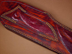 "Saussure" Master Chef's Knife sheath inlay, belt loop, double row stitching detail