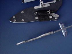 "Shahal" tactical combat knife, iniside handle detail. All surfaces in the handle are smoothed and rounded for comfort.