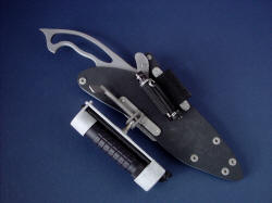 "Shahal" sheathed view. Sheath accessories can be located in many different position and orientations around sheath. 