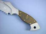 "Sirara" tactical combat knife handle in Tiger Stripe G10 fiberglass epoxy laminate