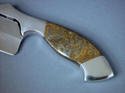 "Sirona" obverse side handle detail. Bronzite Hypersthene has shiller and metallic hematite in striking contrast.