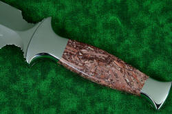 "Streamspear" dagger, obverse side handle detail.Gemstone is fossilized dolomite, an ancient fossilized streambed