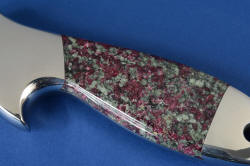 "Taibhse" reverse side handle detail. Gemstone handle is full of almandine garnets, and will outlast the blade
