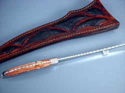 "Volans" edgework, filework detail. Note graduated filework, dovetailed bolsters and handle scales, fully tapered tang