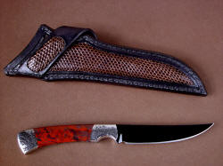 "Wasat" reverse side view. Note full panel inlays on both sides of sheath, including belt loop 