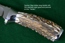 "Yarden" sambar stag handle, hidden tang, obverse side view with all heavy 304 stainless steel fittings