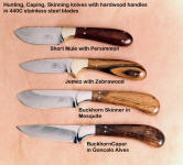 Here's a group of some early small hunting and game knives with hardwood handles