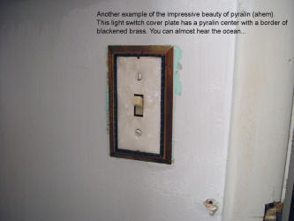 Pyralin light switch cover, c. 1960. Impressive beauty of cellulose. 
