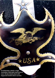 The USA Partizan with early engraving of our great seal, in gold over nitrate blued steel