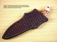 "Alegre" with traditional basketweave sheath surface, brown, hand-stitched in stamped leather