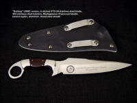 "Bulldog" United States Marine Corps edition, etched 440C stainless steel blade, 304 stainless steel bolsters, Madegasscar Rosewood handle, kydex, aluminum, blued steel tension sheath