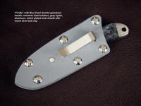 "Firefly" with blue pearl granite gemstone handle, kydex sheath with nickel silver belt clip