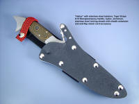 "Halius" Tactical combat knife with locking sheath and sheath extender in polypropylene, nylon, and nickel plated steel