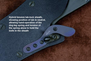 Hybrid tension tab-lock sheath, neutral position of tab lock