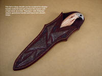 "Kapteyn" in full sheath with display sculpting allowing handle to be seen yet wearer protected from knife 