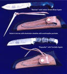 Sailors knifes with sheaths. Sheaths are sharkskin with sharkskin piggyback snap pockets for the marlinspikes