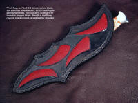 Non-isometric scabbard for isometric dagger "Troll Magnum" in red stingray skin inlaid in leather scabbard