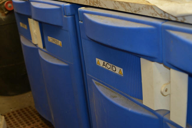 Acid and caustic chemical storage cabinets