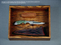 "Durango" in custom display case. Note the pocket for a broken blade, a favorite of the client with a story for display