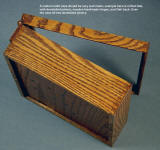 Display Case for "Durango". Note wooden handmade hardwood hinges in Phillipine Mahogany. Body is Red Oak