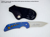 "Stratos" reverse side view with custom etching. Knife is for a F16 pilot